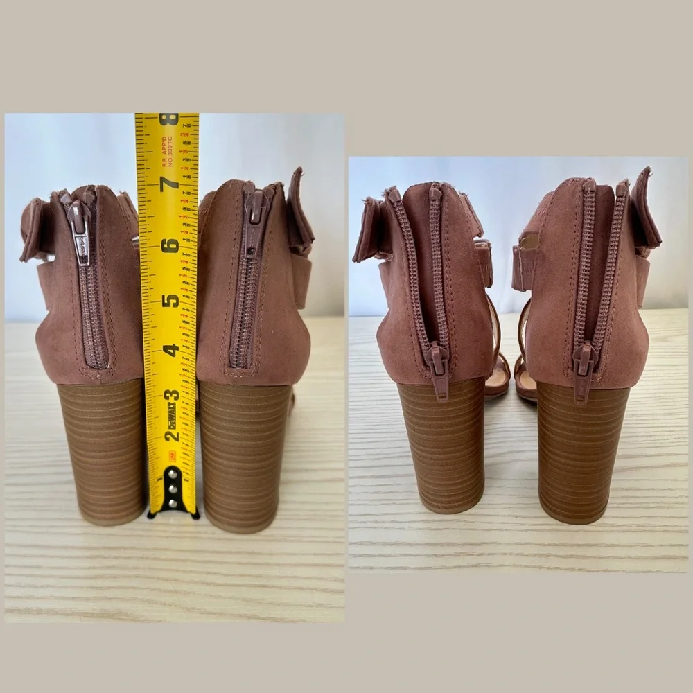 LC Lauren Conrad Mauve Bow Accent Zippered Block Heeled Sandals Size 6.5